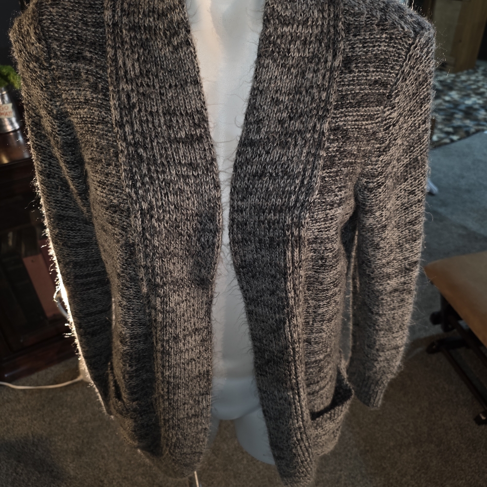 Chic Black and Gray Knit Cardigan